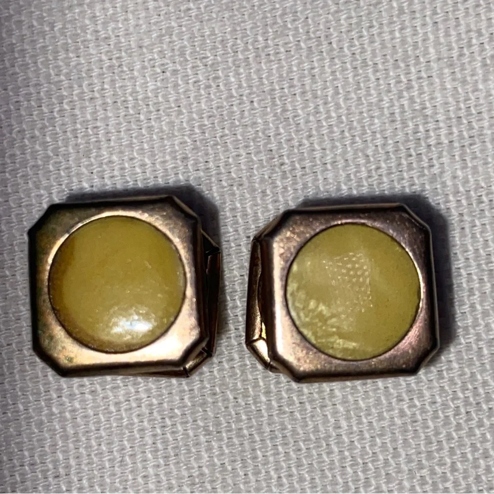 Antique‎ Lion Brand Brass Tone Snap Cufflinks